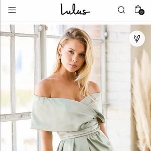 NWT LULUS SAGE GREEN SATIN OFF SHOULDER MINI DRESS